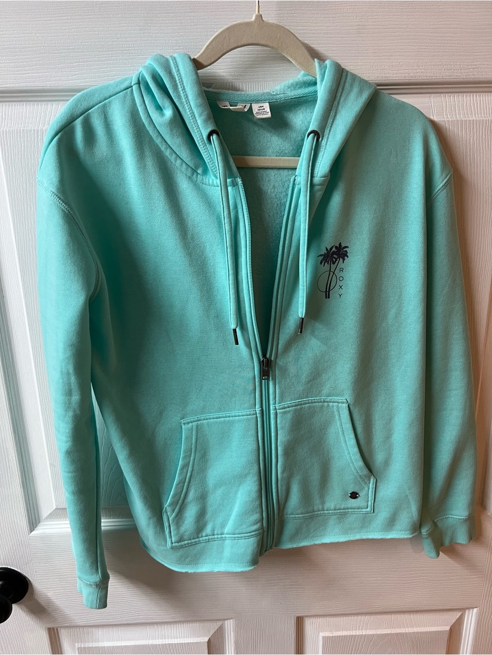 Roxy Aqua Zip-Up Hoodie with Palm Tree Logo